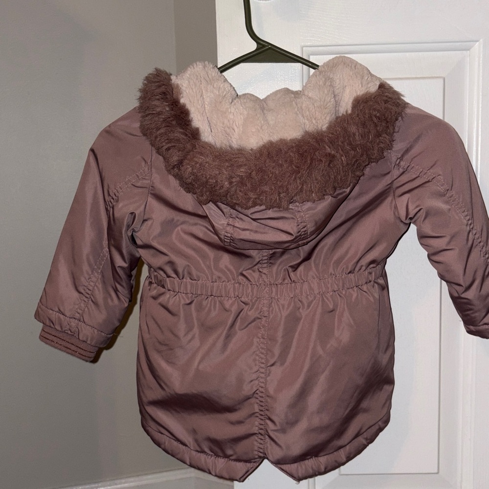 Next Kids Tan Puffer Jacket with Faux Fur - Picture 3 of 3